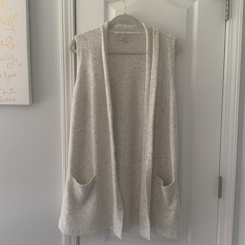 Loft Ann Taylor Sleeveless Long Cardigan Sweater with‎ Front Pockets Size XS/S